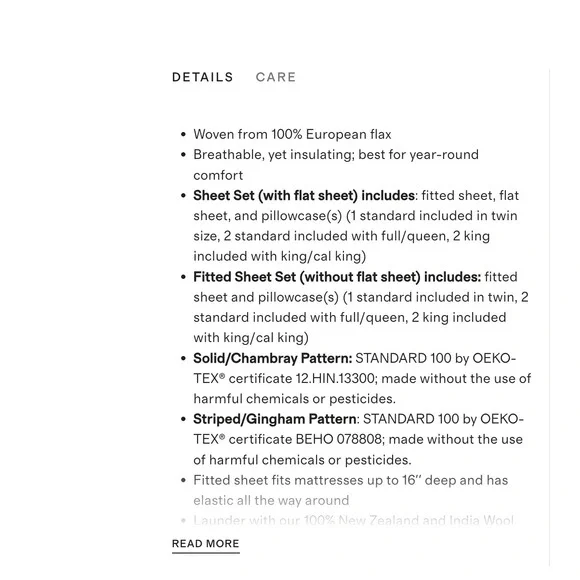 Quince European Linen Fitted Sheet Set King White Fitted Sheet + 2 Pillow Cases - Picture 2 of 6